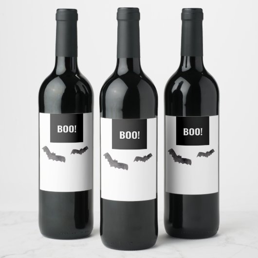 Simple Black Boo Happy Halloween Wijn Etiket (Flessen)