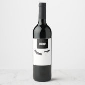 Simple Black Boo Happy Halloween Wijn Etiket (Voorkant)