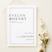 Simple Black Border Modern Typography Wedding Kaart