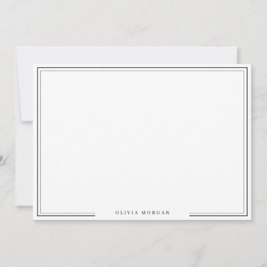 Simple Black Border Name Stationery Notitiekaartje (Voorkant)