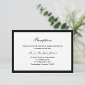 Simple Black Border Wedding Reception Kaart (Staand voorkant)