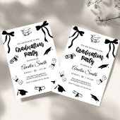 Simple  Black Bow graduation party invitation Kaart