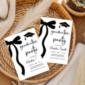 Simple  Black Bow graduation party invitation Kaart