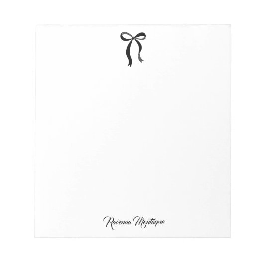 Simple Black Bow Script Custom Name Script Notitieblok (Voorkant)