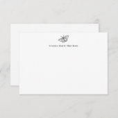Simple Black Butterfly Monogram Note Kaart (Voorkant / Achterkant)