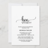 Simple Black Calligraphy Hen Party Kaart (Voorkant)