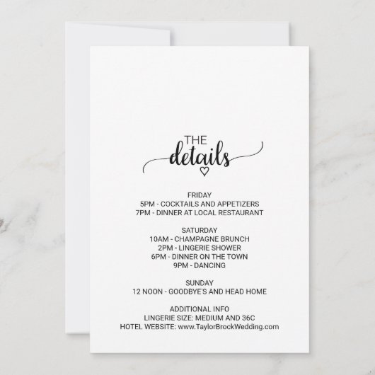 Simple Black Calligraphy Hen Party Kaart (Achterkant)