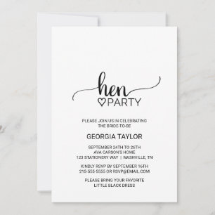 Simple Black Calligraphy Hen Party Kaart