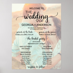 Simple Black Calligraphy Photo Wedding Program 2 Poster