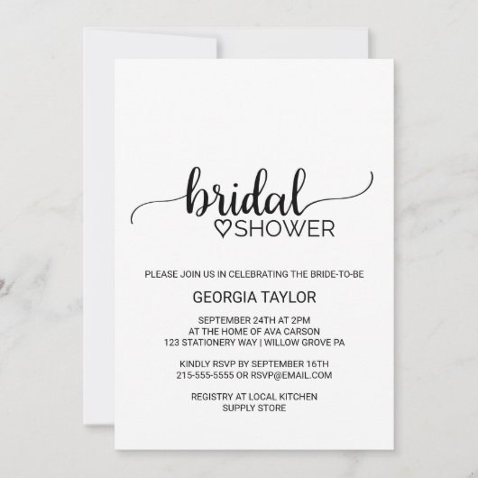 Simple Black Calligraphy Vrijgezellenfeest Kaart (Voorkant)