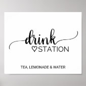 Simple Black Calligraphy Wedding Drink Station Poster (Voorkant)