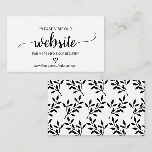 Simple Black Calligraphy Wedding Website Kaart (Voorkant / Achterkant)