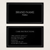 Simple Black Care Instructions Behuizing Kaart (Voorkant /achterkant)