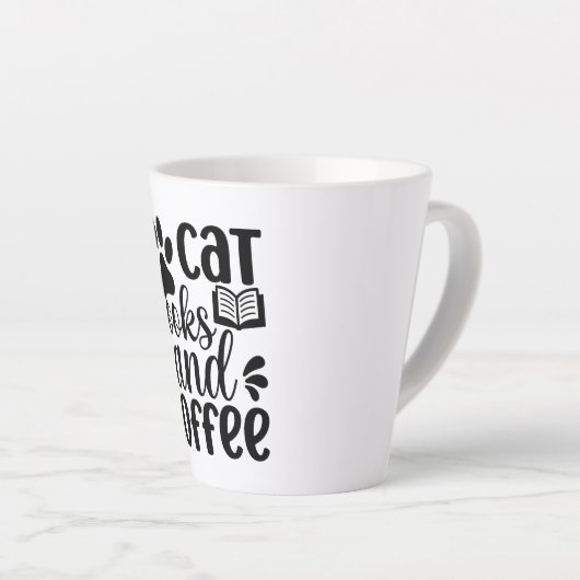 Simple Black "Cat Books and Coffee" Lover Gift Latte Mok (Rechterhoek)