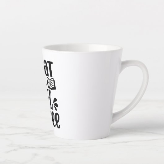 Simple Black "Cat Books and Coffee" Lover Gift Latte Mok (Rechts)