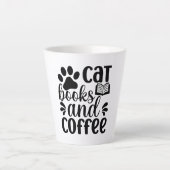 Simple Black "Cat Books and Coffee" Lover Gift Latte Mok (Voorkant)