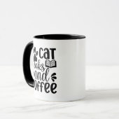 Simple Black "Cat Books and Coffee" Lover Gift Mok (Voorkant links)
