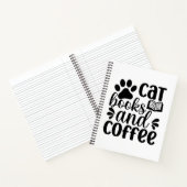 Simple Black "Cat Books and Coffee" Lover Gift Notitieboek (Binnen)