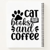 Simple Black "Cat Books and Coffee" Lover Gift Notitieboek (Achterkant)
