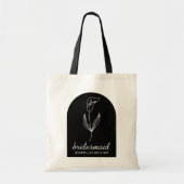 Simple Black Classy Botanical Lily Bridesmaid Tote Bag (Voorkant)