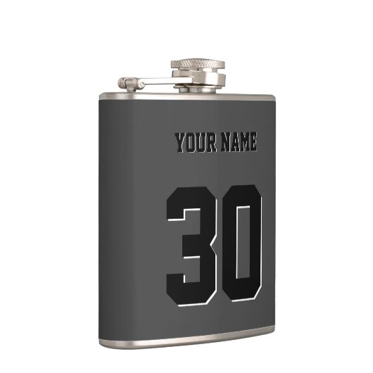 Simple Black Custom Nummer en naam Heupfles (Rechts)