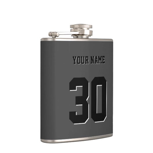 Simple Black Custom Nummer en naam Heupfles (Rechts)