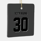 Simple Black Custom Nummer en naam Keramisch Ornament (Rechts)