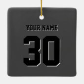 Simple Black Custom Nummer en naam Keramisch Ornament (Achterkant)