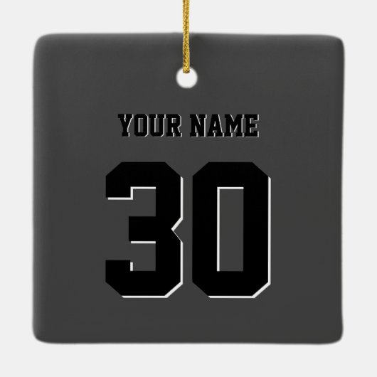 Simple Black Custom Nummer en naam Keramisch Ornament (Achterkant)