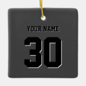 Simple Black Custom Nummer en naam Keramisch Ornament (Voorkant)