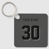 Simple Black Custom Nummer en naam Sleutelhanger (Voorkant)