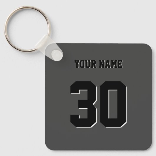 Simple Black Custom Nummer en naam Sleutelhanger (Voorkant)