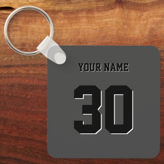 Simple Black Custom Nummer en naam Sleutelhanger (Voorkant)