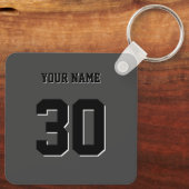 Simple Black Custom Nummer en naam Sleutelhanger (Achterkant)