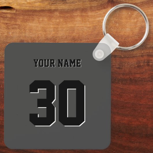 Simple Black Custom Nummer en naam Sleutelhanger (Achterkant)