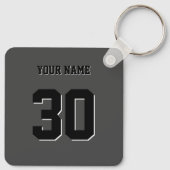 Simple Black Custom Nummer en naam Sleutelhanger (Achterkant)