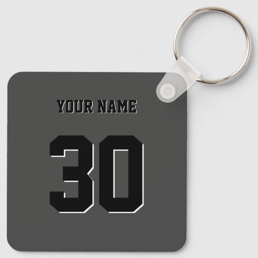 Simple Black Custom Nummer en naam Sleutelhanger (Achterkant)