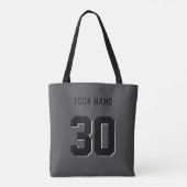Simple Black Custom Nummer en naam Tote Bag (Achterkant)