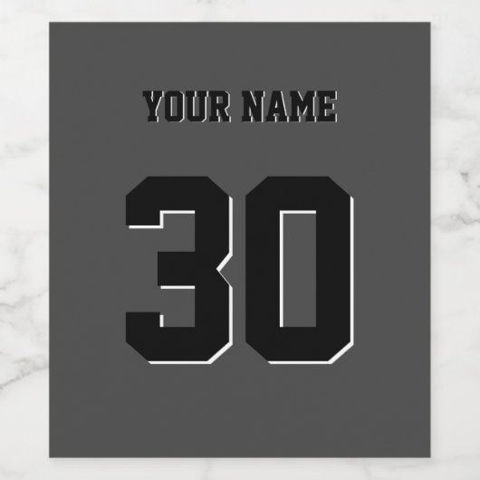Simple Black Custom Nummer en naam Wijn Etiket (Enkel label)