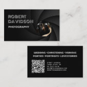 Simple Black De Lens Focus Fotograaf Kaart Visitekaartje (Voorkant / Achterkant)