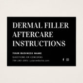 Simple Black Dermal Filler Aftercare Advice Kaart (Voorkant)