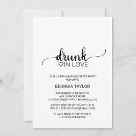 Simple Black Drink in Love Bachelorette Party Kaart