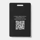 Simple Black Event Vrijwilliger QR Code Naam ID Badge (Back)