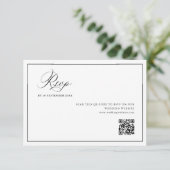 simple black frame wedding QR code RSVP card Bedankkaart (Staand voorkant)