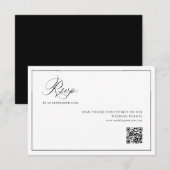 simple black frame wedding QR code RSVP card Bedankkaart (Voorkant / Achterkant)