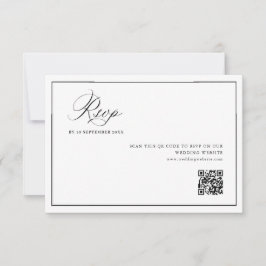 simple black frame wedding QR code RSVP card Bedankkaart