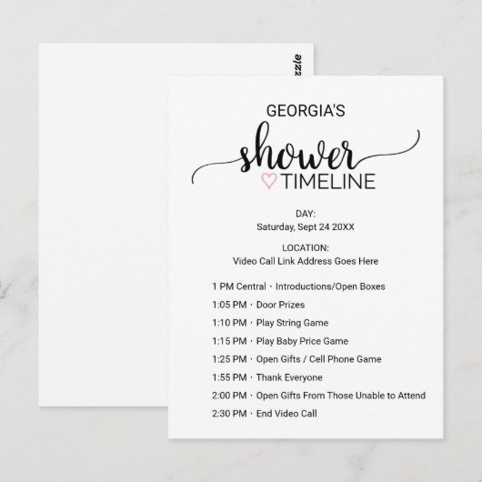 Simple Black Girls Baby shower Order of Events Briefkaart (Voorkant / Achterkant)