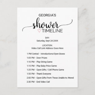Simple Black Girls Baby shower Order of Events Briefkaart