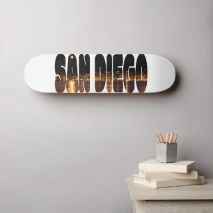 Simple Black Gold City Skyline Souvenir San Diego Persoonlijk Skateboard