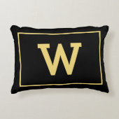 Simple Black Gold Initiaal Monogram Accent Kussen (Voorkant)